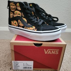 Vans Glow in the Dark Pumpkin Sneakers Sk8 Hi Zip Kids Sz 11